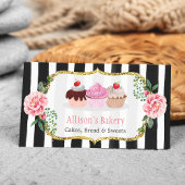 Bakkerijproducten, zoet, goudroze strips visitekaartje