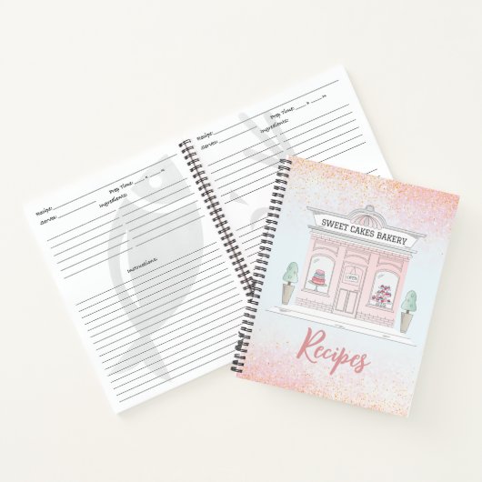 Bakkerijrecepten | Pink Glitter Storefront | Notitieboek (Binnen)