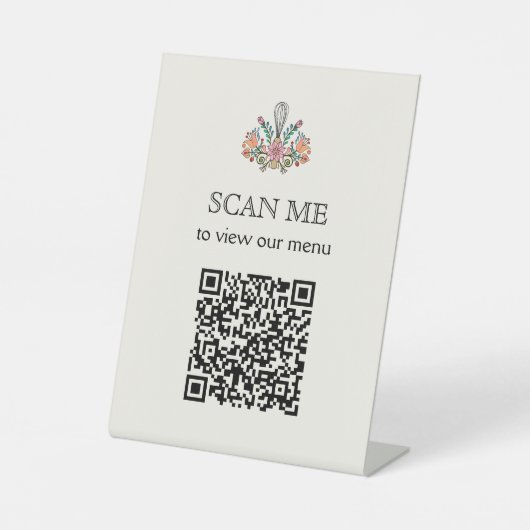 Bakkerijscanmenu QR-code Reclamebord Met Voetstuk (Voorkant)