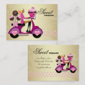 Bakkerijscooter Poppen met roze chocolade Visitekaartje (Voorkant / Achterkant)