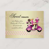 Bakkerijscooter Poppen met roze chocolade Visitekaartje (Achterkant)