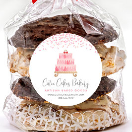 Bakkerijtaart Blush Pink Sprinkles Pastry Dessert Ronde Sticker
