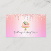 Bakkerijtaart Blush Roze Sinaasappel Ombre Glitter Visitekaartje (Voorkant)