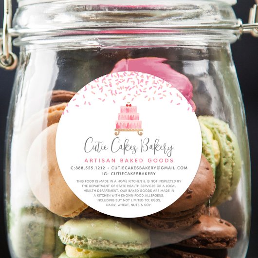 Bakkerijtaart Blush Roze Sprinkles Dessert Juridis Ronde Sticker