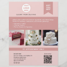 Bakkerijtaart Custom Logo Pink Business Flyer