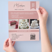 Bakkerijtaart Custom Monogram Logo Pink Flyer (Hand)