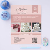 Bakkerijtaart Custom Monogram Logo Pink Flyer (Enkel)