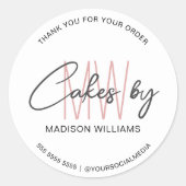 Bakkerijtaart Custom Monogram Logo Ronde Sticker (Voorkant)