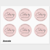 Bakkerijtaart Custom Monogram Logo Roze Ronde Sticker (Vel)