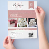 Bakkerijtaart Custom Monogram Logo Wit Roze Flyer (Hand)