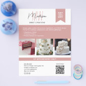 Bakkerijtaart Custom Monogram Logo Wit Roze Flyer (Enkel)