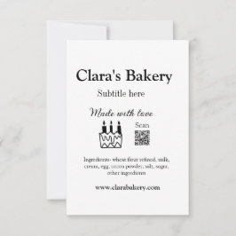 Bakkerijtaart en ingrediënten gemaakt met liefde q bedankkaart