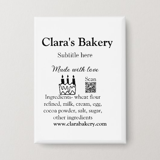 Bakkerijtaart en ingrediënten gemaakt met liefde q button (Voorkant)