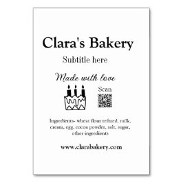 Bakkerijtaart en ingrediënten gemaakt met liefde q kaart