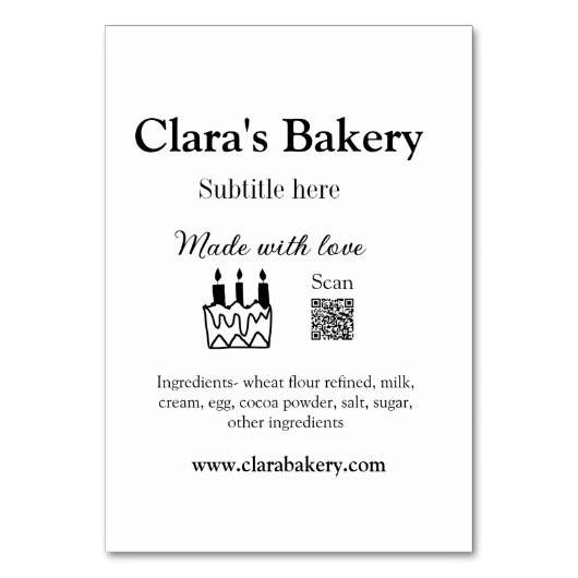 Bakkerijtaart en ingrediënten gemaakt met liefde q kaart (Voorkant)