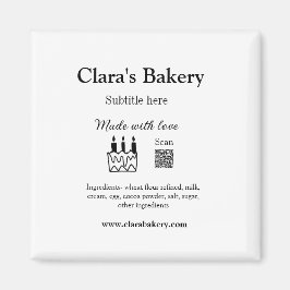 Bakkerijtaart en ingrediënten gemaakt met liefde q magneet