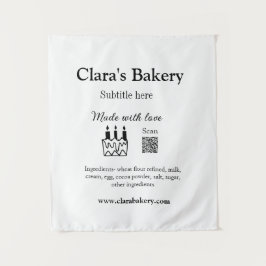 Bakkerijtaart en ingrediënten gemaakt met liefde q wandkleed