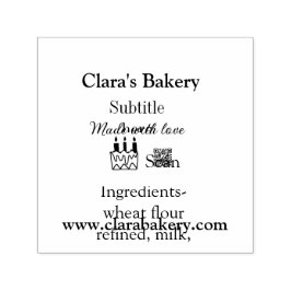 Bakkerijtaart en ingrediënten gemaakt met liefde q  zelfinktende stempel