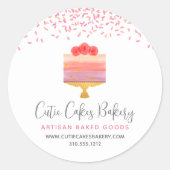 Bakkerijtaart Roze Ombre Sprinkles Gebak Dessert Ronde Sticker (Voorkant)