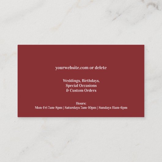 Bakkerijtaart Visitekaartjes (Achterkant)