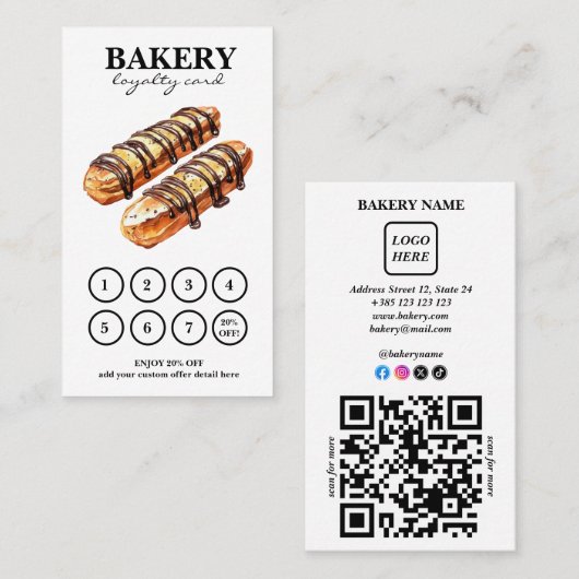Bakkerijtaarten QR Code Loyalty Kaart (Voorkant / Achterkant)