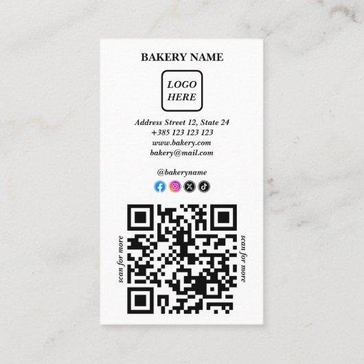 Bakkerijtaarten QR Code Loyalty Kaart (Achterkant)