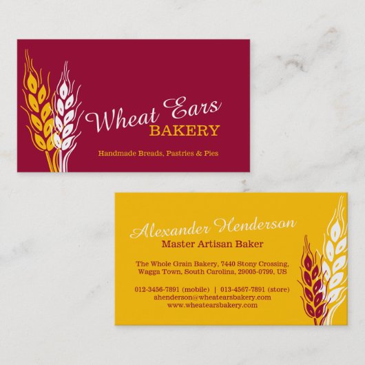 Bakkerijtarwe en rode gele visitekaartjes (Voorkant / Achterkant)