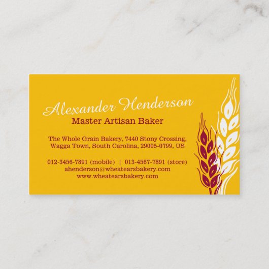 Bakkerijtarwe en rode gele visitekaartjes (Achterkant)