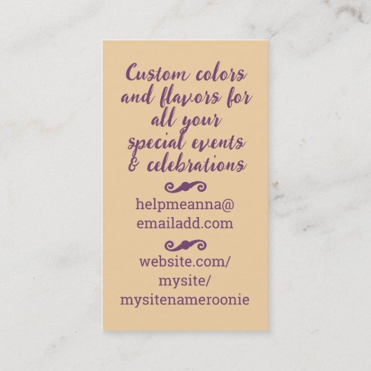 Bakkerijvrouw visitekaartjes voor het mengen van b (Achterkant)