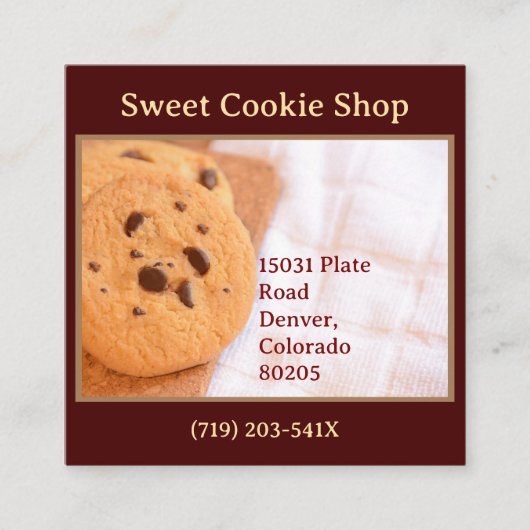 Bakkerijwinkel Baker Cookie Vierkante Visitekaartje (Voorkant)