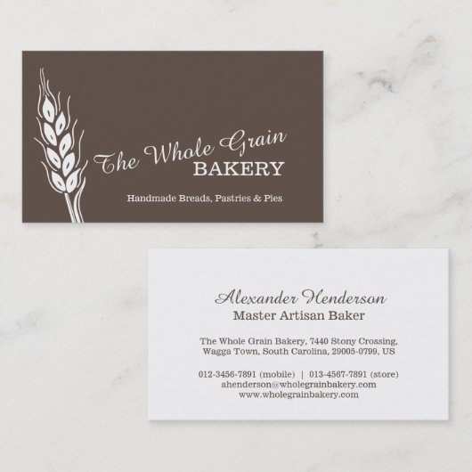 Bakkerijzetmeel, visitekaartjes (Voorkant / Achterkant)