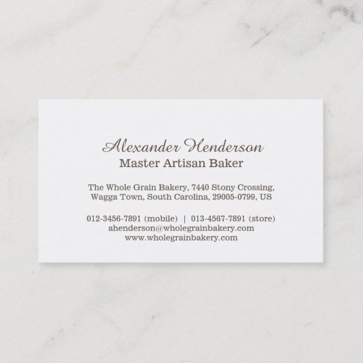 Bakkerijzetmeel, visitekaartjes (Achterkant)