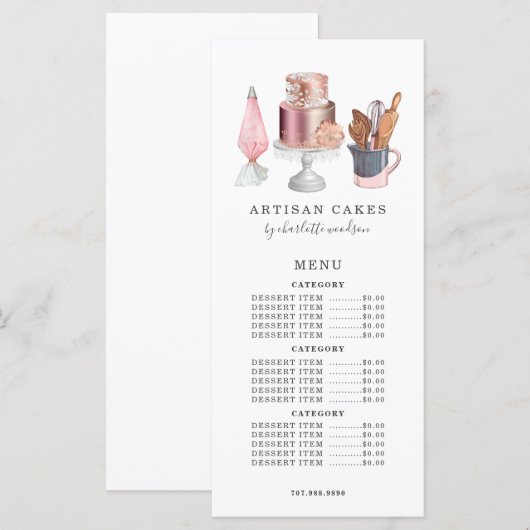 Bakkerijzetmeelmaker Waterverf Menu (Voorkant / Achterkant)