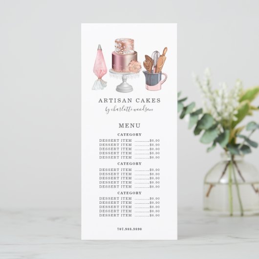 Bakkerijzetmeelmaker Waterverf Menu (Staand voorkant)