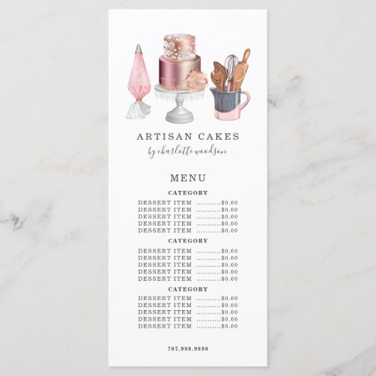 Bakkerijzetmeelmaker Waterverf Menu (Voorkant)