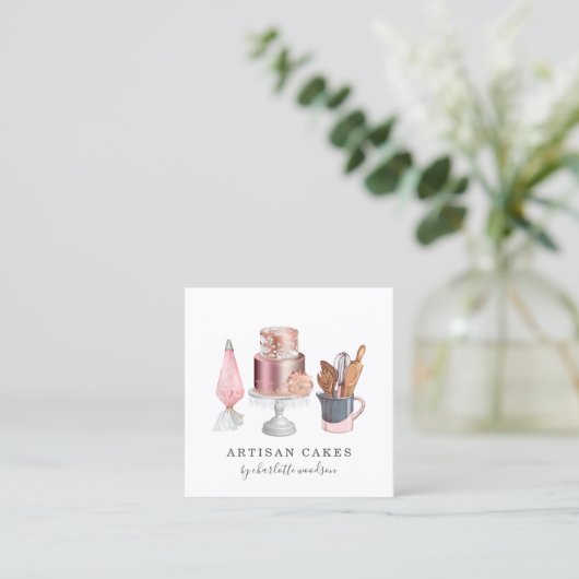 Bakkerijzetmeelmaker Waterverf Vierkante Visitekaartje (Staand voorkant)