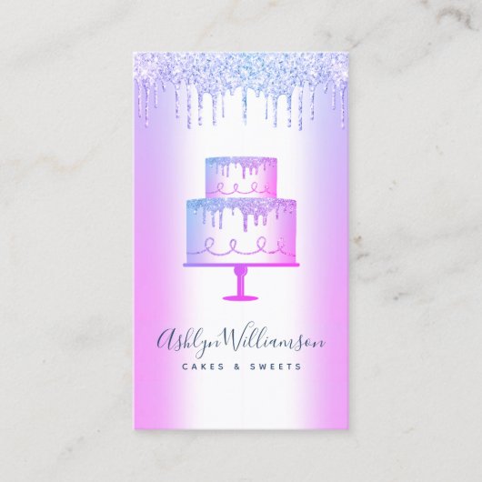 Bakkerkwaren Paarse glitter Drip Pastry Chef Luxur Visitekaartje (Voorkant)