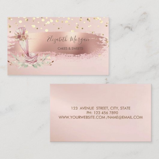 Bakkerprogramma, Gold Confetti, penseelstreek Visitekaartje (Voorkant / Achterkant)