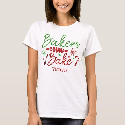 Bakkers gaan bakken Gepersonaliseerde Glitter Blin T-shirt (Voorkant)