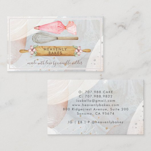 Bakkers Gereedschap Bakkerij gebak Chef Visitekaar Visitekaartje (Voorkant / Achterkant)