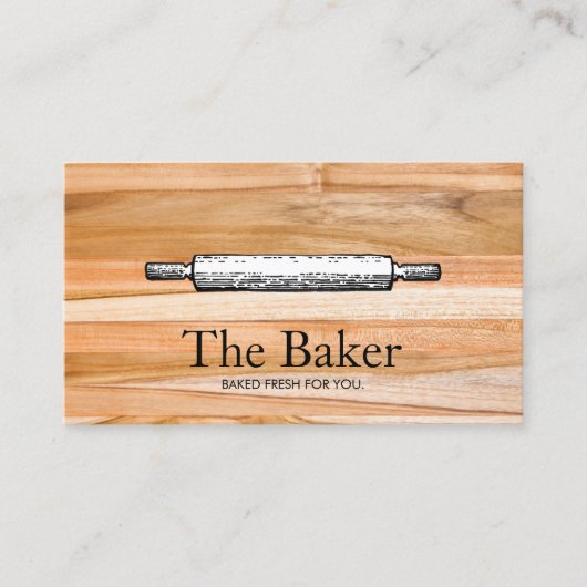 Bakker's Rolling Pin Bakkerij Catering Hout Visitekaartje (Voorkant)