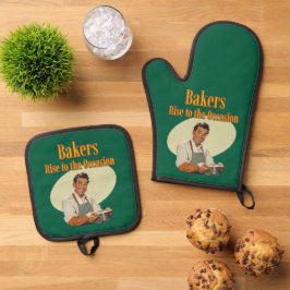 Bakkers staan voor de gelegenheid ovenwant & pannenlap set