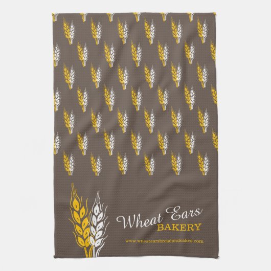 Bakkers tarwbruin geel grafisch bedrijfsmodel theedoek (Verticaal)