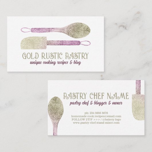 Bakkersbakkerskok van roos van gebak visitekaartje (Voorkant / Achterkant)