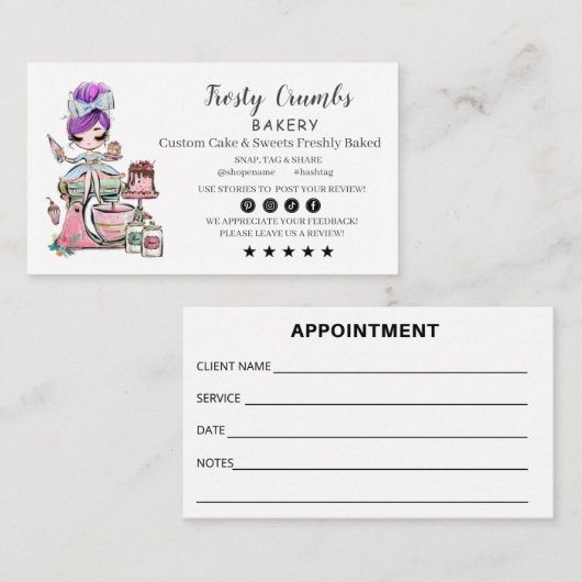 Bakkersbusiness APPOINTMENT Visitekaartje (Voorkant / Achterkant)