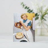 bakkersdame voor retro - cake briefkaart (Staand voorkant)