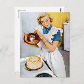 bakkersdame voor retro -  cake briefkaart (Voorkant / Achterkant)
