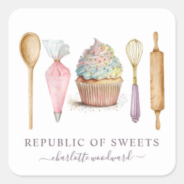 Bakkersgebak Chef-kok Baker's gebruiksvoorwerpen P Vierkante Sticker