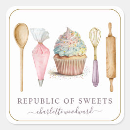 Bakkersgebak Chef-kok Baker's gebruiksvoorwerpen P Vierkante Sticker