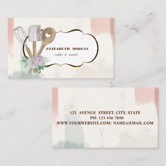 Bakkersgebak Handgereedschap Waterverf penseelstre Visitekaartje (Voorkant / Achterkant)